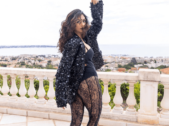 mrunal thakur looks glamorous in black bodysuit with sheer pants at cannes film festival 2023 debut 1003222072051864350158337042